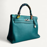 Bolsa Hermès Kelly 32 Vert Verone com Ferragens Palladium