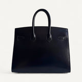Bolsa Hermès Birkin 25 Calf Box Noir com Ferragens Palladium