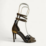 Sandália Balmain Brown Suede Rudie Heeled Sandals