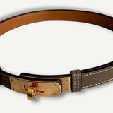 Cinto Hermès Kelly Epsom Etoupe com Ferragens Rose