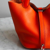 Bolsa Hermès Picotin 18 Orange com Ferragens Palladium