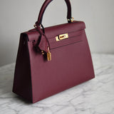 Bolsa Hermès Kelly 25 Epsom Sellier Rouge H  com Ferragens Gold