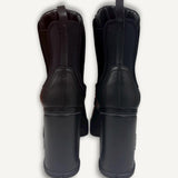 Bota Prada Monolith Preta Couro Salto Alto