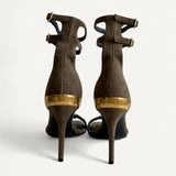 Sandália Balmain Brown Suede Rudie Heeled Sandals