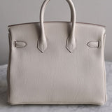 Bolsa Hermès Birkin 25 Togo Craie com Ferragens Gold