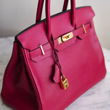 Bolsa Hermès Birkin 30 Epsom Retourne Carmim com Gold Hardware