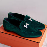 Mocassim Hermès Paris Veludo Verde