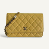 Bolsa Chanel WOC Amarela com Ferragens Douradas