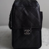 Bolsa Chanel 25 Small Caviar Preta com Ferragens Prateadas