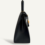 Bolsa Hermès Kelly 28 Epsom Noir com Ferragens Gold
