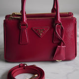Bolsa Prada Mini Galleria Couro Saffiano Verniz Vermelha