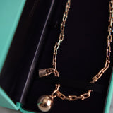 Pulseira Tiffany Duas Voltas de Elos Pequenos em Ouro Rosa