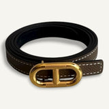Cinto Hermès Reversible 13mm Maillon H Noir | Etoupe com Ferragens Gold