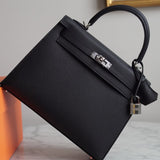 Bolsa Hermes Kelly 25 Epsom Noir com Ferragens Palladium
