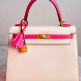 Bolsa Hermès Kelly 25 Epsom Craie | Rose com Ferragens Gold