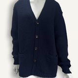Cardigan Gucci Intarsia Azul Marinho com Logomarca