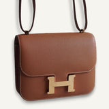 Bolsa Hermès Constance 18 Epsom Gold com Ferragens Gold
