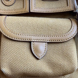 Bolsa Hermès Birkin 25 Cargo Desert/Sesame Toile Goeland com Ferragens Palladium