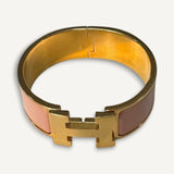 Pulseira Hermès Clic H Marron Glacé e Gold