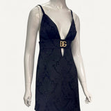 Vestido Dolce & Gabbana com Brocado e Placa DG