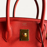 Bolsa Hermès Birkin 30 Togo Orange com Ferragens Gold