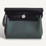 Bolsa Hermès Herbag Zip 20 Mangrove Noir com Ferragens Palladium