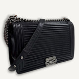 Bolsa Chanel Boy Striped Preta Média