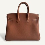 Bolsa Hermès Birkin 25 Togo Gold com Ferragens Palladium