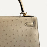 Bolsa Hermès Kelly 28 Ostrich Parchemin com Ferragens Gold
