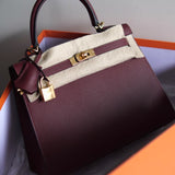 Bolsa Hermès Kelly 25 Epsom Sellier Rouge H  com Ferragens Gold