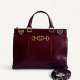 Bolsa Gucci Zumi Phyton Burgundy com Ferragens Prateadas