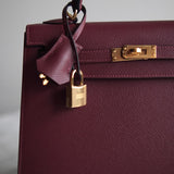 Bolsa Hermès Kelly 25 Epsom Sellier Rouge H  com Ferragens Gold
