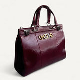 Bolsa Gucci Zumi Phyton Burgundy com Ferragens Prateadas