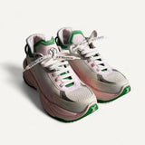 ⁠Tênis LOUIS VUITTON Run 55 Sneakers White And Green Monogram