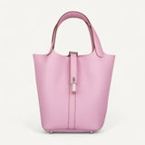 Bolsa Hermès Picotin 18 Clemence Mauve Pale com Ferragens Palladium
