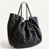 Bolsa Chanel Black Patent Leather Rock In Moscow Cabas Hobo Bag