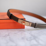 Cinto Hermès Kelly Epsom Etoupe com Ferragens Rose Gold