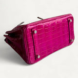 Bolsa Hermès Birkin 25 Rose Scheherazade Croco Niloticus Shiny com Ferragens Palladium