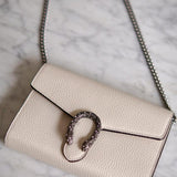 Bolsa Gucci Tiracolo Dionysus Mini Couro Off-White