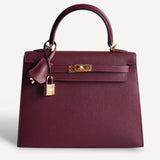 Bolsa Hermès Kelly 25 Epsom Sellier Rouge H  com Ferragens Gold