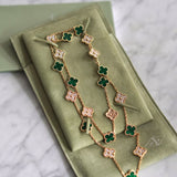 Colar Van Cleef Longo Vintage Alhambra 20 motivos Ouro amarelo 18CT com Diamante e Malaquita