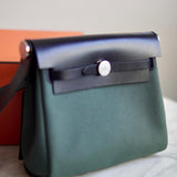 Bolsa Hermès Herbag Zip 20 Mangrove Noir com Ferragens Palladium