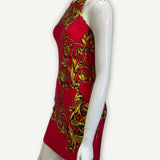 Vestido Versace Couture com Estampa Barroca Vermelho
