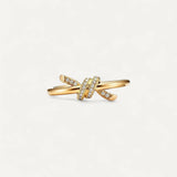 Anel Tiffany Knot de Duas Voltas em Ouro Amarelo com Diamantes