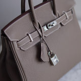 Bolsa Hermès Birkin 25 Togo Etoupe com Ferragens Palladium