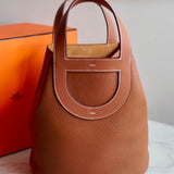 Bolsa Hermès In the Loop Togo Gold  com Ferragens Gold