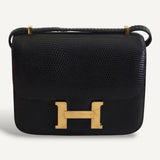 Bolsa Hermès Constance 18 Lizard Noir com Ferragens Gold