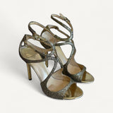 Sandália Jimmy Choo Lang em Lurex Prata e Dourado