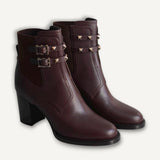 Bota Valentino Rockstud Couro Marrom