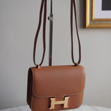 Bolsa Hermès Constance 18 Epsom Gold com Ferragens Gold